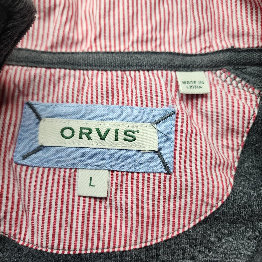 Orvis Womens Gray Cotton Quarter Zip Pullover Sweater Mock Neck Size L hiking - Picture 5 of 6